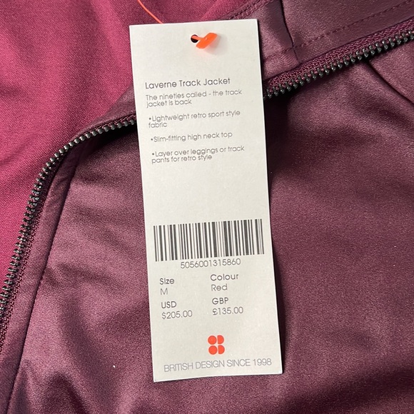 NWT Sweaty Betty purple shimmer lightweight slim fit Laverne track jacket - Picture 10 of 13